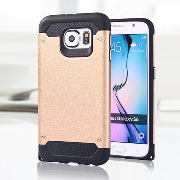 Wholesale Samsung Galaxy S6 Iron Armor Hybrid Case (Champagne Gold)